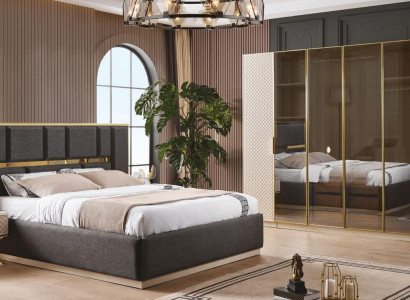 Luxuriös 4tlg Schlafzimmer Set Bett 2x Nachttische und Kleiderschrank